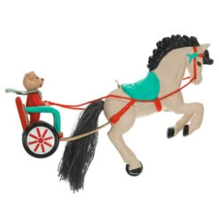 Hallmark A Pony For Christmas 2023 Ornament -Elegant Home Decor Deals Store Teddy Bear in Horse Chariot Keepsake Ornament 1799QXR8039 06