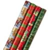 Hallmark Traditional Christmas 4-Pack Reversible Wrapping Paper Rolls, 150 Sq. Ft.