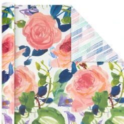 Hallmark Watercolor Tones 3-Pack Reversible Wrapping Paper, 75 Sq. Ft. Total -Elegant Home Decor Deals Store Watercolor Tones 3Pack Reversible Wrapping Paper 5EWR6405 04