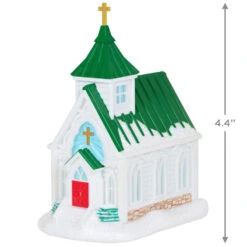 Hallmark Candlelight Service Ornament -Elegant Home Decor Deals Store White Church With Green Steeple Keepsake Ornament 2199QGO2767 03