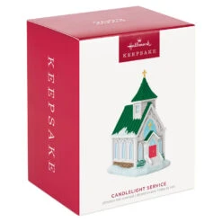 Hallmark Candlelight Service Ornament -Elegant Home Decor Deals Store White Church With Green Steeple Keepsake Ornament 2199QGO2767 04