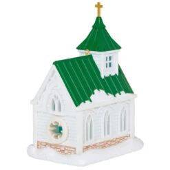 Hallmark Candlelight Service Ornament -Elegant Home Decor Deals Store White Church With Green Steeple Keepsake Ornament 2199QGO2767 06