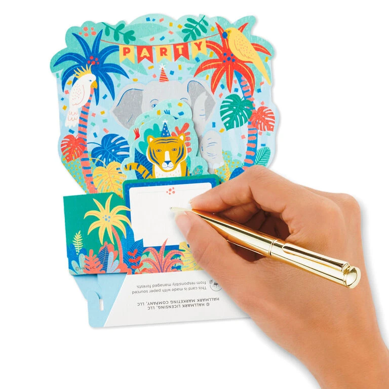 Hallmark Wild Animal Party Boxed Pop-Up Birthday Cards, Pack Of 8 6 Hallmark Wild Animal Party Boxed Pop-Up Birthday Cards, Pack Of 8 - Image 6